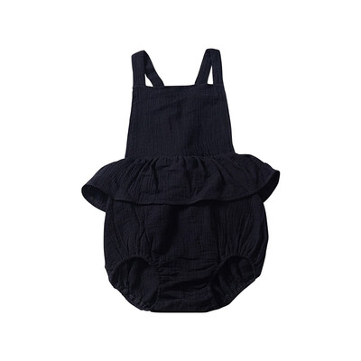 

2019 Summer Baby Newborn Girls Solid Print Jumpsuit Sleeveless Strap Infant Boys Casual Romper Bodysuit Outfits