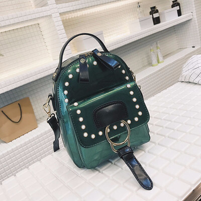 

Women Small Rivet Backpack Cute Silver Mini Backpacks for Teenagers Girls Multifunctional Ladies Daypacks Black Bagpack Female