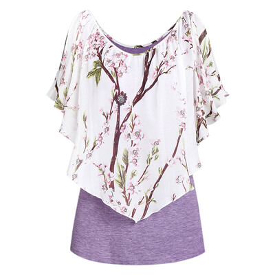 

Scoop Collar Printed T Shirt