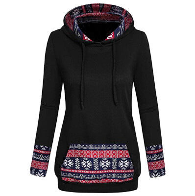 

Starmoon Fashion Casual Women Patchwork Hoodie Sweatshirt Christmas Print Pullover Blouse