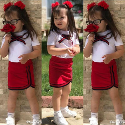 

Toddler Newborn Kids Baby Girls Rose Tie Tops T-shirt Skirts Dress Outfits Clothes Set