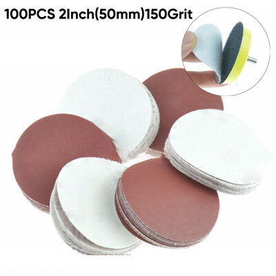 

100pcsset 2inch50mm 150Grit Hook Loop Sanding Disc Pads Polishing Sandpaper
