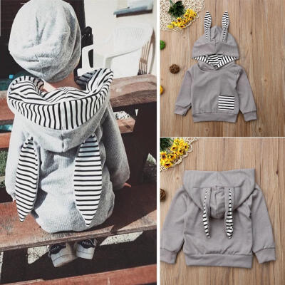 

Toddler Baby Boy Girl Cute Rabbit Ears Hooded Coat Jacket Outwear Clothes Set