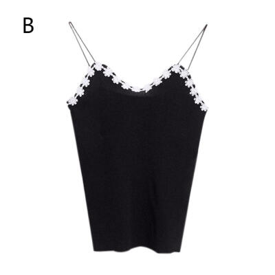 

Fashion Design Cotton Sexy Hook Flower Knitted Slim Womens Camisole