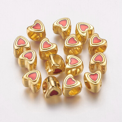 

Metal Alloy European Beads Mothers Day Gifts Making Lead Free&Cadmium Free & Nickel Free Heart Golden about 9mm long