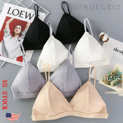 

US Women Cotton Trim Bralette Crop Top Push Up Padded Bra Underwear Lingerie