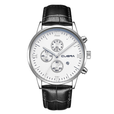 

Gobestart Mens Leather Military Alloy Analog Date Quartz Wrist Watch Business Watches