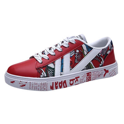 

New casual Men Vulcanized Shoes Sneakers Mens Fashion Casual Lace-Up Colorful Canvas Sport Graffiti board Shoes