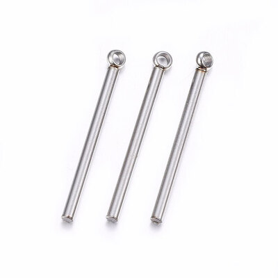 

304 Stainless Steel Pendants Bar Stainless Steel Color 22x2x15mm Hole 15mm