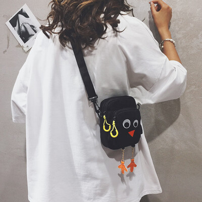 

Cartoon small bag female 2019 new Korean version of the wild wild girl canvas bag funny cute shoulder Messenger bag