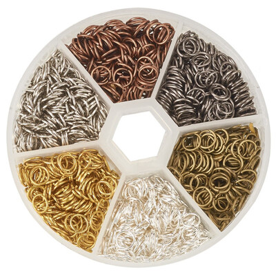 

PH PANDAHALL 1 Small Box 6 Colors 6x07mm Iron Jump Rings Close but Unsoldered