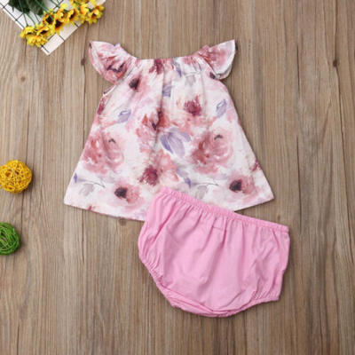 

Newborn Infant Toddler Baby Girl Floral Top DressShort Pants Summer Clothes Set