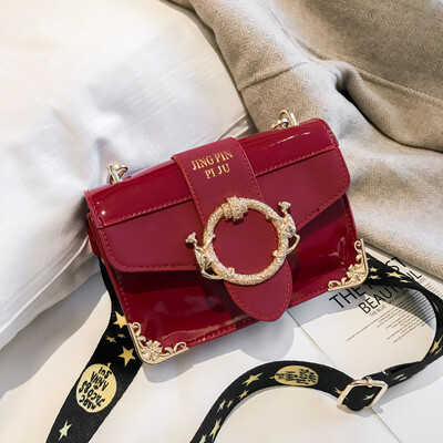 

Ins super fire port wind bag female 2018 new wave Korean version of the broadband texture small square bag wild shoulder Messenger bag