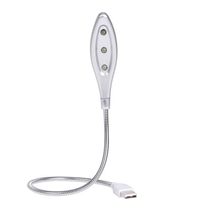 

USB Portable Reading Lamp 3 LED Flexible Gooseneck Long Life Metal Lights
