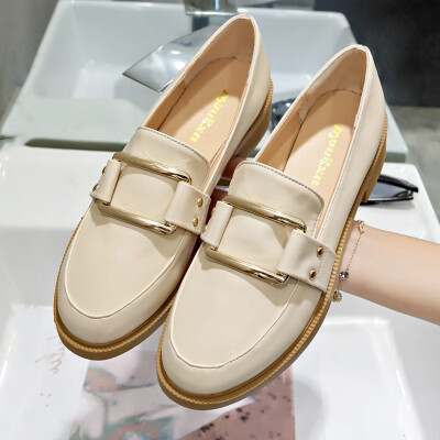 

Small leather shoes women Korean version of Joker autumn flat-bottomed British shoes summer tide shoes a pedal lucky shoes