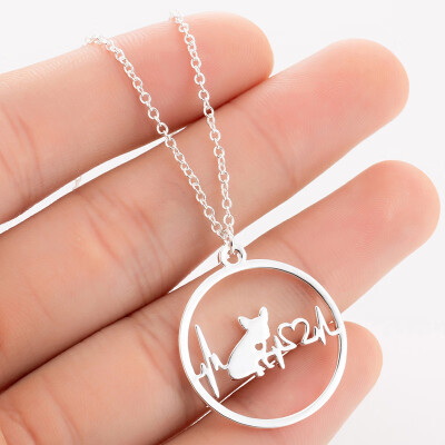 

Fashion Jewelry 1PC Popular Creative Paw Heartbeat Cartoon Dog Pendant Necklace Trendy For Women