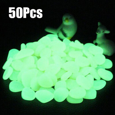 

50pcs Glow in the Dark Garden Pebbles for Walkways Aquarium Decor Plants Luminous Stones