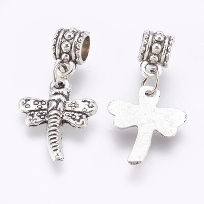 

Tibetan Style Alloy European Dangle Beads Dragonfly Antique Silver 28mm Pendant 18x15x2mm Hole 45mm