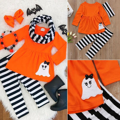 

Baby Kids Girls Halloween T-shirt DressLeggingsHeadband Costume Clothes Outfit