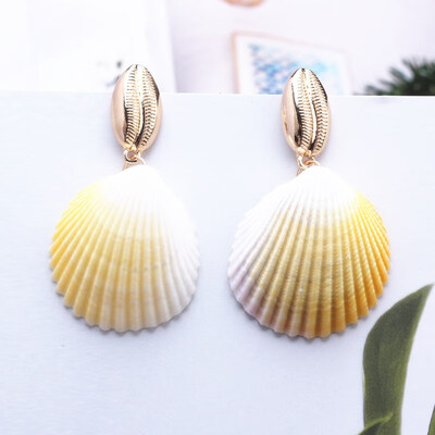

EK646 Bohemian Sea Shell Drop Earrings For Women Metal Starfish Conch Shell Cowrie Statement Earrings 2019 Summer Beach Jewelry