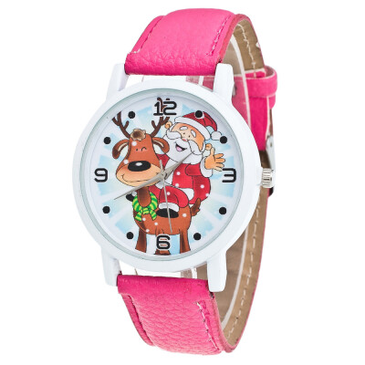 

New Christmas Ornaments Elderly Pattern Leather Band Analog Quartz Vogue Watches Xmas Decoration Navidad 2018 Envio Gratis