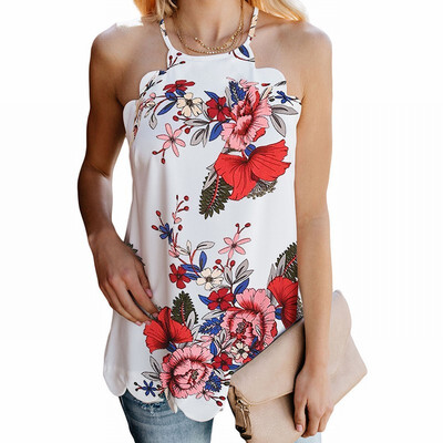 

Printed vest womens T-shirt sleeveless slinky