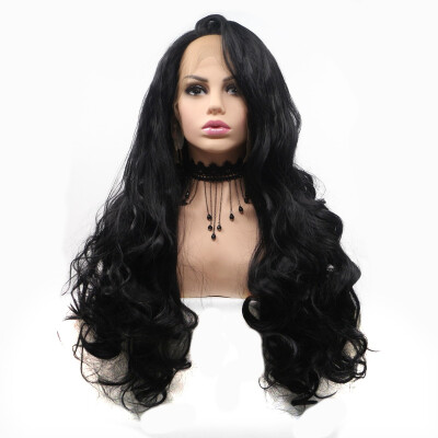 

Amazing Star Lace Frontal Wigs Curly Wave Black Color Heat Resistant Fiber Synthetic Hair For Fashion Women