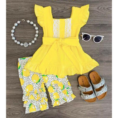 

Toddler Infant Kid Baby Girl Lace T Shirt Vest Dress Tops Long Pants Outfits Set