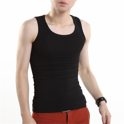 

Mens vest mens cotton youth breathable Slim sports fitness tight-fitting sleeveless hurdles bottoming sweat summer tide