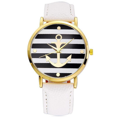 

Fashion Geneva Stripe Anchor Table Belt Personality Quartz Watch Spot for Men&Women