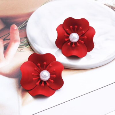 

EK706 New Korean Style Spray Paint Big Flower Stud Earrings For Women Fashion Summer Accessories Elegant Sweet Jewelry Brincos