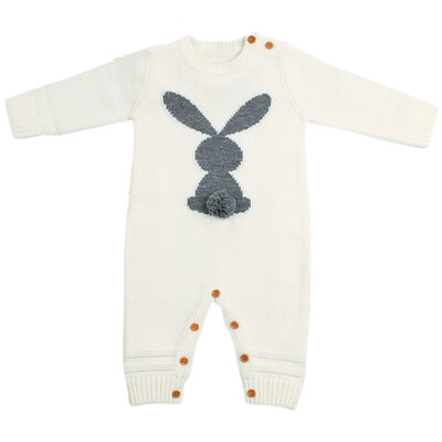 

Baby Rompers 3D Rabbit Knitted Toddler Boys Jumpsuits Long Sleeve Newborn Infant Bunny Onesie Outfits Button Cover Costume