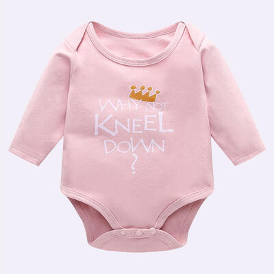 

Girls Baby Basic Rompers Crown Letters Print Cotton O-Neck Kids Jumpsuit
