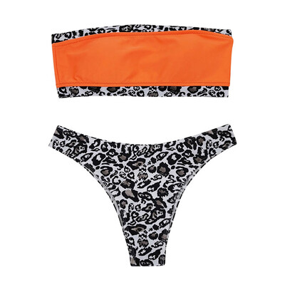 

Bikini Leopard Print Tube Top Contrast Color for Women