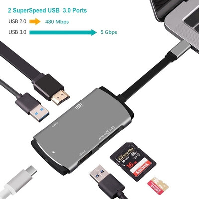 

Batianda Aluminum Type C Hub 2 USB 30 Ports Convertor with Ethernet Network Adapter