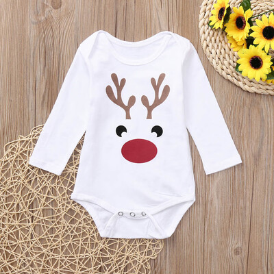 

Newborn Baby Girls Boys Long Sleeves Deer Print Romper Jumpsuit Kids Clothes