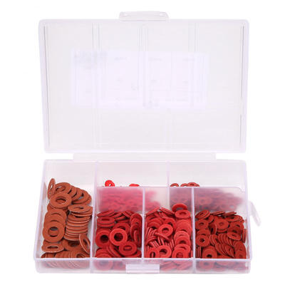 

Greensen 500Pcs Carbon Steel Plated White Zinc Red Insulation Flat Washer Set