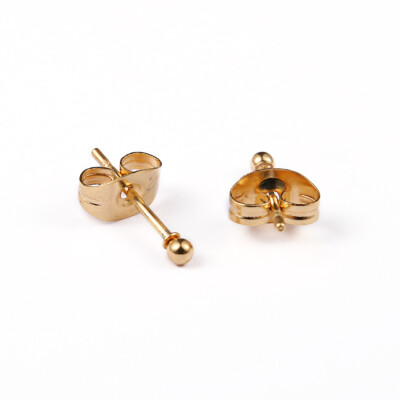 

316 Stainless Steel Ball Stud Earrings Golden 13x2mm Pin 08mm 10pairsboard