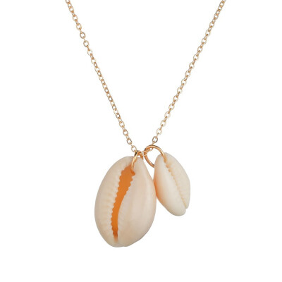 

Fashion Natural Shell-Wrapped Gold Necklace For Women Natural Cowrie Shell Pendant With Beach Summer Sexy Necklace Selling Gift