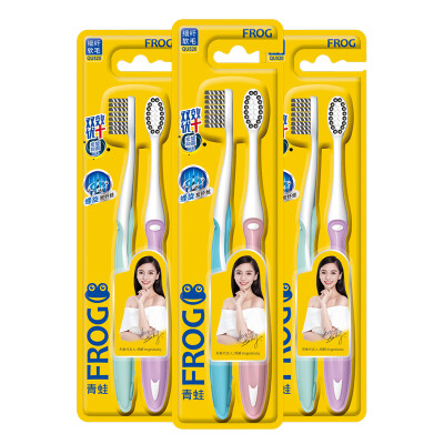 

Frog FROG double effect series 520 adult toothbrush 6 fine fiber soft hair long carbon fiber antibacterial brush wire random color