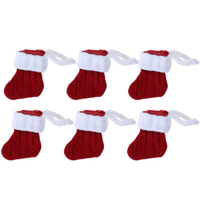 

6pcsSet Christmas Tableware Cover Spoon Fork Knitwear Sock Storage Decor