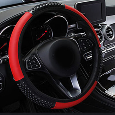 

Blackred Car Steering Wheel Cover PVCLeather Breathable Anti-slip 1538cm