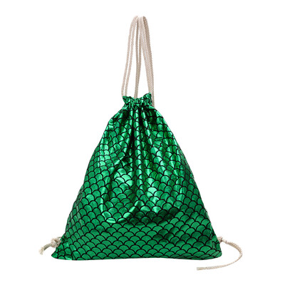 

Women Fish-Scale Pattern Shoulder Bag Shiny Drawstring Bag Girls School Backpack Fashion Messenger Bag
