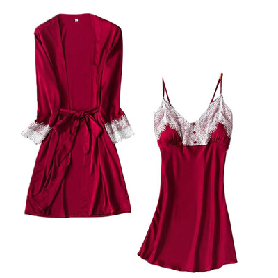 

Toponeto Fashion Women Pajamas Sexy Underwear V-Collar Robe Lace Lingerie Sling Nightgown