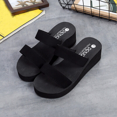 

Rose Summer Bohemia Beach Platform Bath Slippers Wedge Slope Slippers Women Shoes