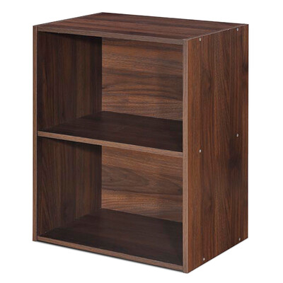 

2 Tier Open Night Stand End Table Sofa Side Storage Furniture-Walnut