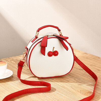 

Korean casual female bag hit color side small round bag cute cat shoulder diagonal package cherry girl handbag