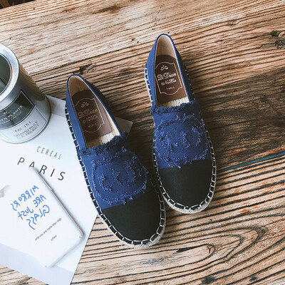

Little Fragrant Fishermans Shoes Spring Female Shoes Straw-woven Flat-soled Lefu Shoes Lazy Peoples Leisure Canvas Shoes