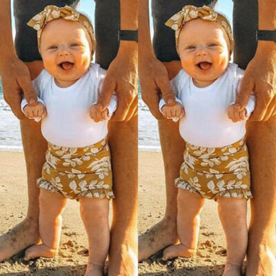 

3PCS Toddler Baby Girl Infant Clothes Romper Tops Flower Print Pants Outfits USA
