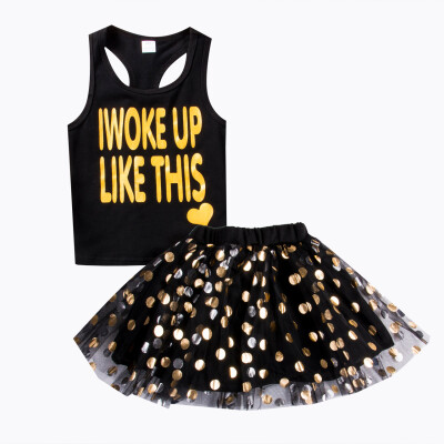 

Kid Baby Girl Birthday Outfit Top T-shirt Party Skirt Princess Dress Set Clothes